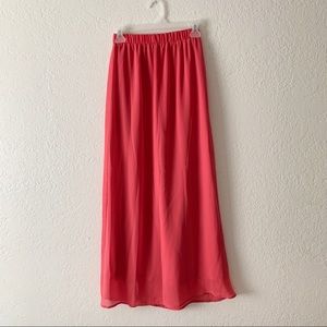 Coral Pink Maxi Skirt